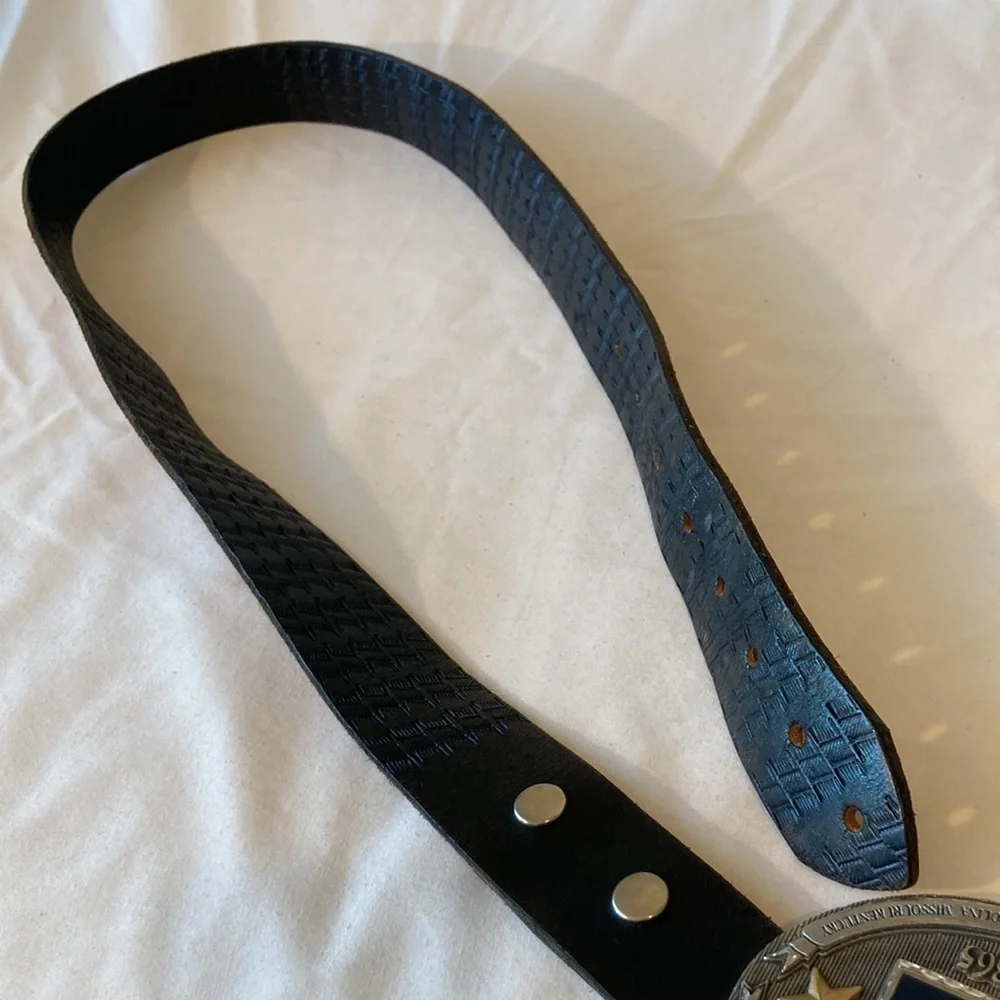 Vintage SC Confederate State History Belt & Buckle Black Leather, 1999